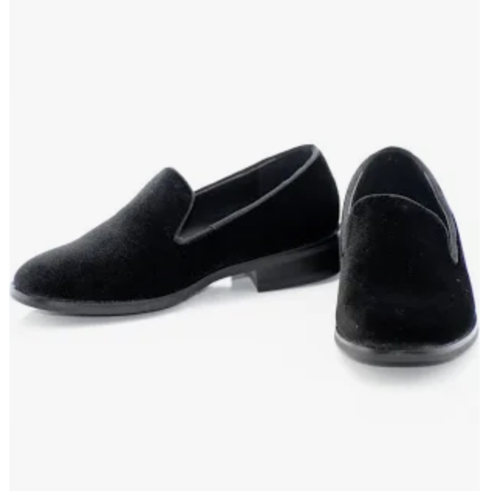 Toddler Boy Black Velvet Loafer Dress Shoes